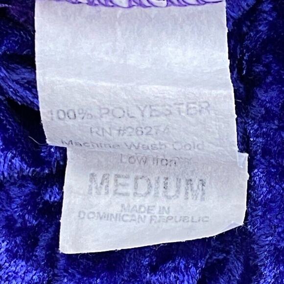 Vintage Granada Pajama Set Womens Medium Purple Crushed Velour Lounge Pants Top - Picture 16 of 16